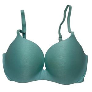 Pink Victoria’s Secret Push-Up Bra in Aqua Blue Size 32DD Smooth T-shirt bra